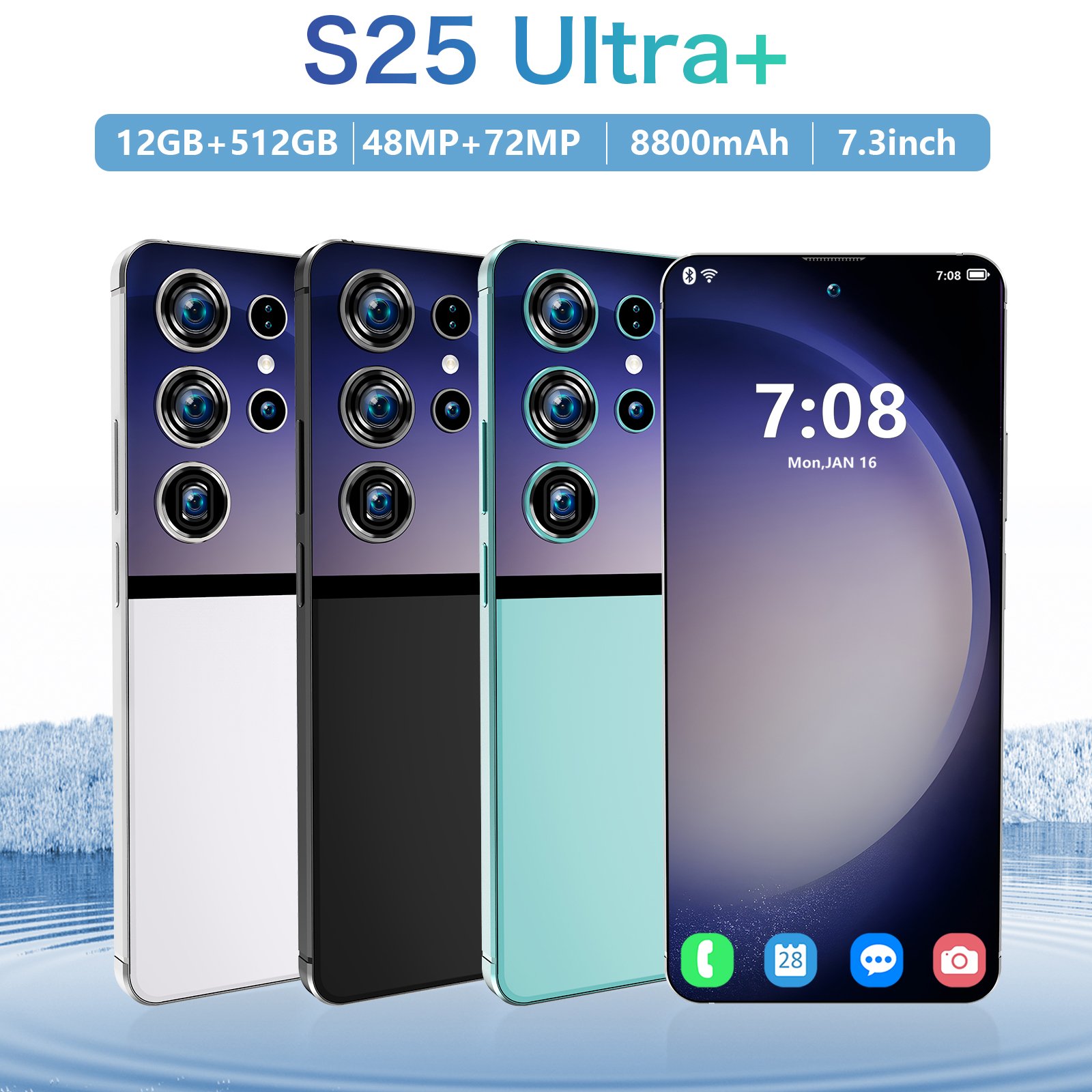 Big Screen Custom original smart phone12gb + 512TB s25 ultra cell phones smartphones Android13.0 3g y 4g smartphone